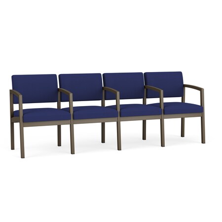 Lesro Lenox Steel 4 Seat Tandem Seating Metal Frame, Bronze, OH Cobalt Upholstery LS4103